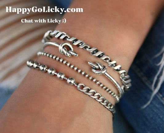 Sterling Silver Bracelet Set, Instant Collection Bracelet Stack, Stacking Bracelets Set, Silver Boho Jewelry Boho Layering Jewelry Boho Set