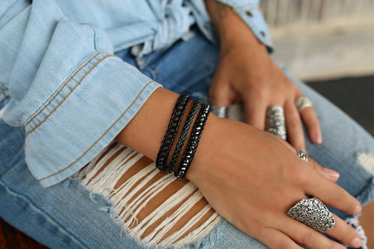 Boho Black Wrap Leather Bracelet