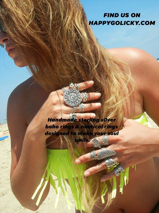 Beach Theme Sterling Silver Rings
