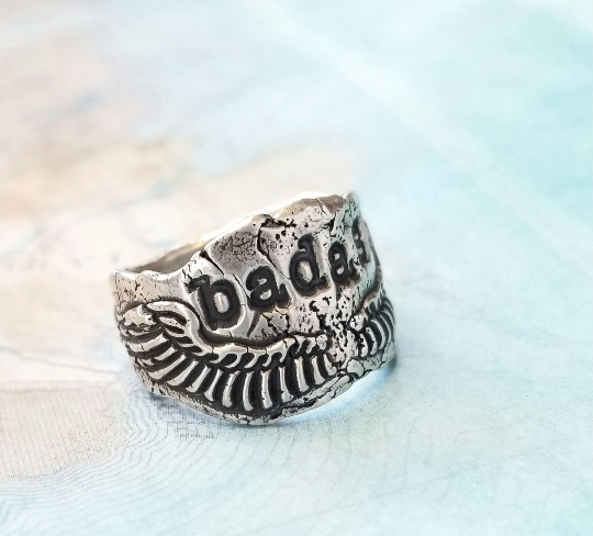 Badass Ring Sterling Silver Mantra Ring by HappyGoLicky Jewelry