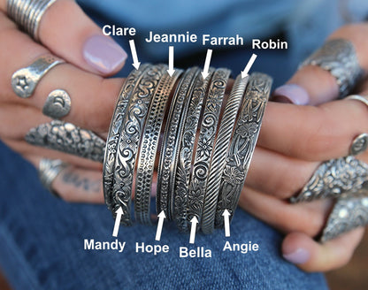Boho Stacking Bracelets in Sterling Silver