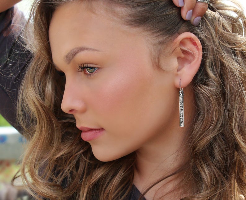 Simple Bar Sterling Silver Earrings