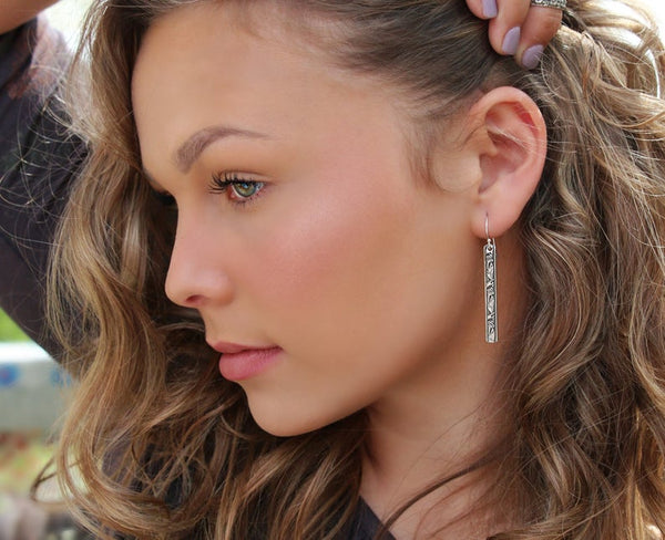 Simple Bar Sterling Silver Earrings