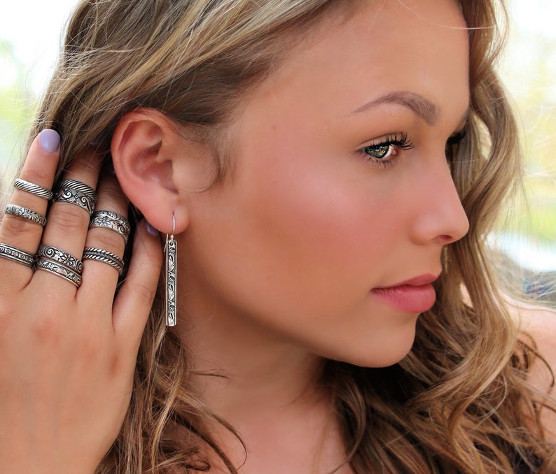 Simple Bar Sterling Silver Earrings