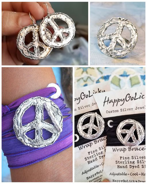 Peace Sign Silk Wrap Bracelet