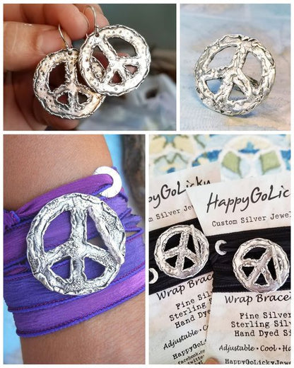 Peace Sign Silk Wrap Bracelet