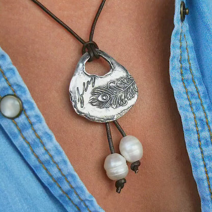 Leather & Pearl LOVE Boho Necklace