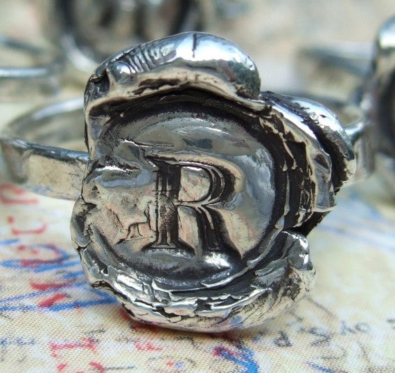 Handstamped Initial Wax Seal Ring