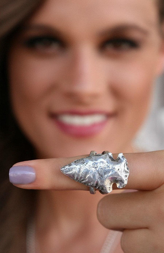 Sterling Silver Arrowhead Boho Ring - HappyGoLicky Jewelry