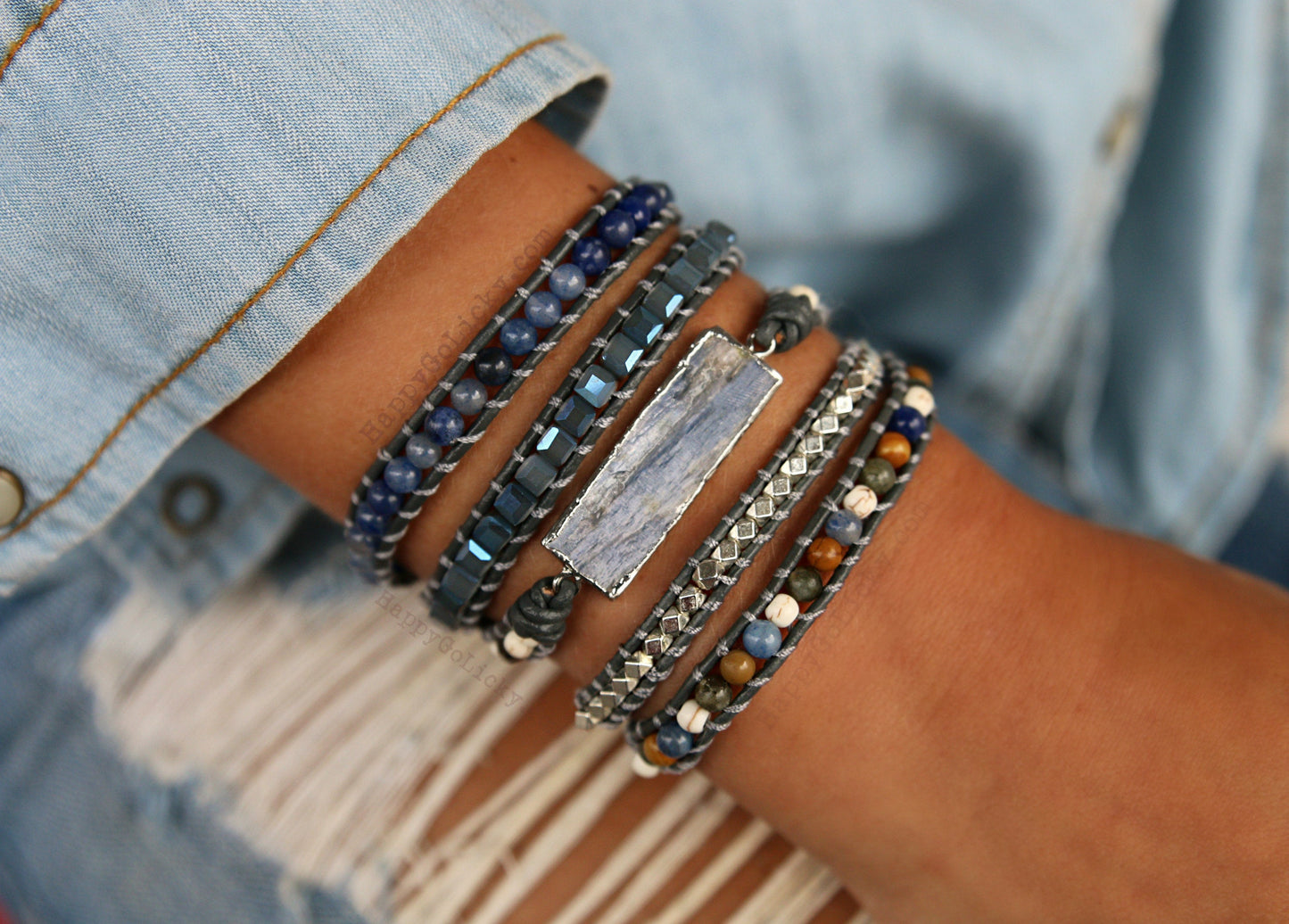 Blue Kyanite Bracelet - HappyGoLicky Jewelry