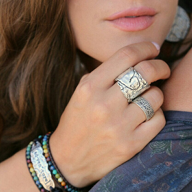 Sterling Silver Chunky Ring - HappyGoLicky Jewelry