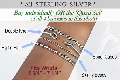 sterling silver bracelet stack set HappyGoLicky boho jewelry