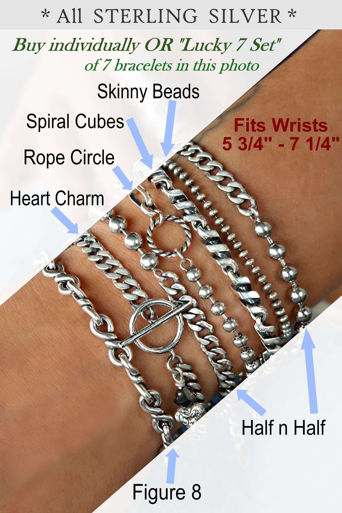 boho bracelet stack by HappyGoLicky sterling silver jewelry