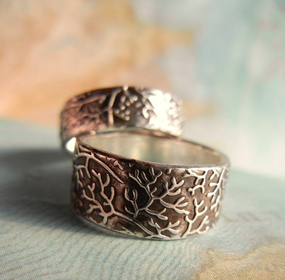 Coral Reef Wide Band Ring - HappyGoLicky Jewelry