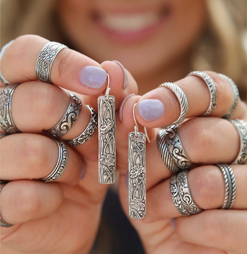 Boho Jewelry Sterling SILVER Bar Earrings