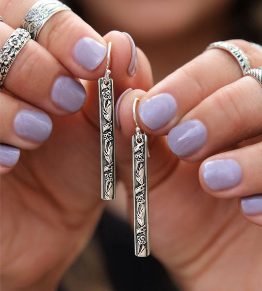 Simple Bar Sterling Silver Earrings
