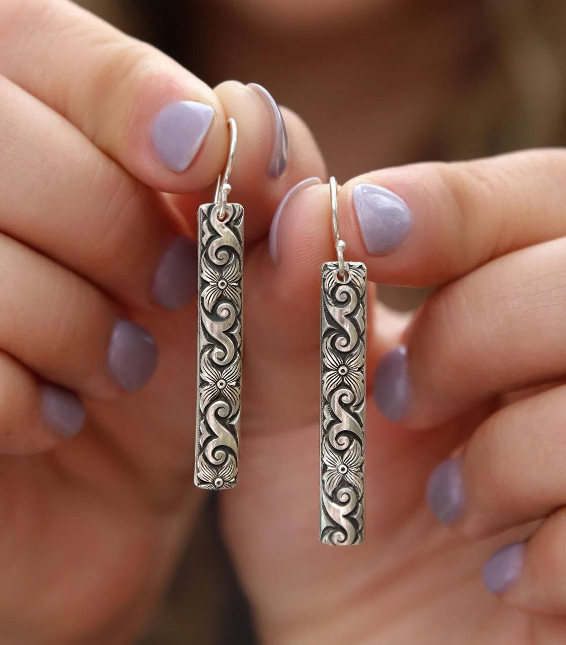 Boho Jewelry Sterling SILVER Bar Earrings