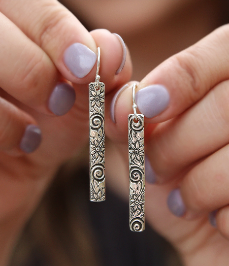 Sterling Silver Simple Bar Earrings