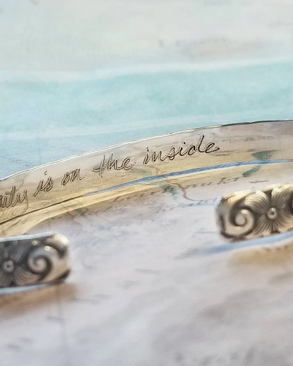 "Beauty in on the Inside" Sterling Silver Cuff Bracelet