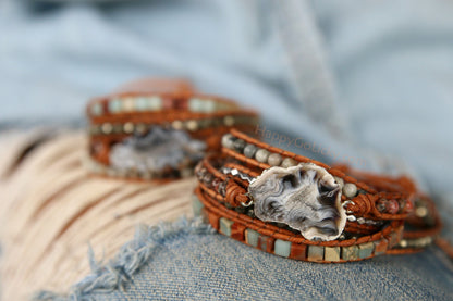 Druzy Bracelet Raw Gemstone Wrap Bracelet by HappyGoLicky Jewelry