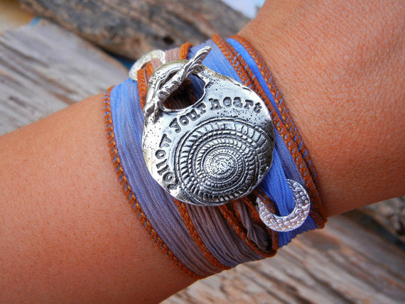 Follow Your Heart Silk Wrap Bracelet - HappyGoLicky Jewelry