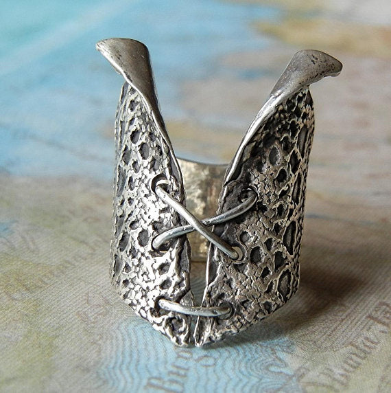 Sterling Silver Bustier Ring - HappyGoLicky Jewelry