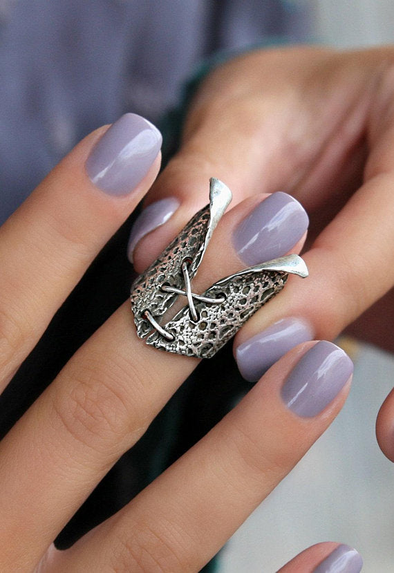 Sterling Silver Bustier Ring - HappyGoLicky Jewelry