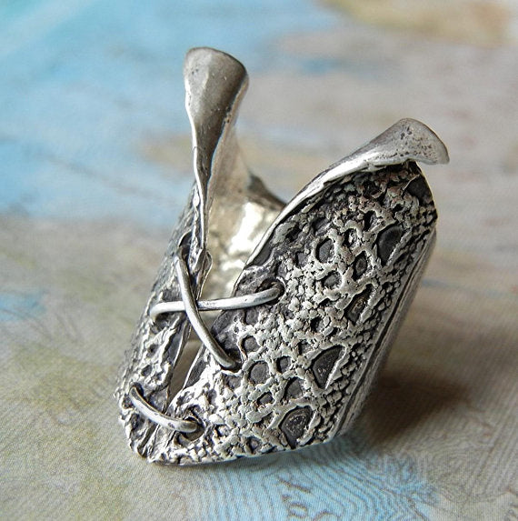 Sterling Silver Bustier Ring - HappyGoLicky Jewelry