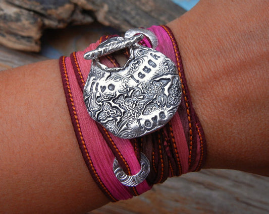 Live Laugh Love Silk Wrap Bracelet - HappyGoLicky Jewelry