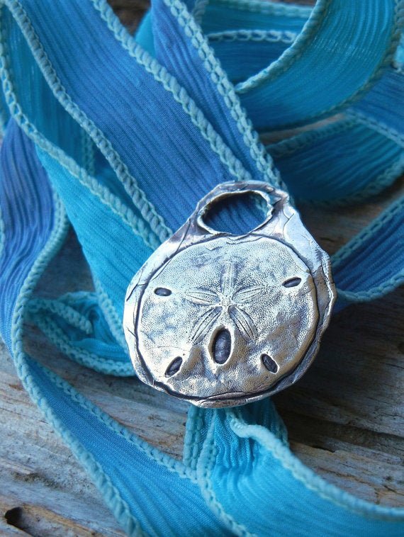 Sand Dollar Silk Wrap Beach Bracelet - HappyGoLicky Jewelry