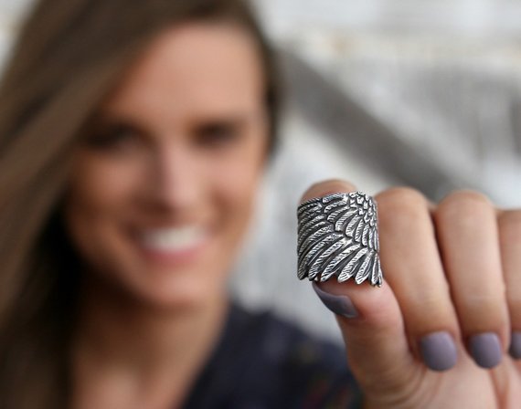 Silver Angel Wing Ring - HappyGoLicky Jewelry