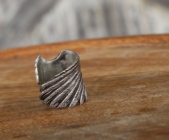 Silver Angel Wing Ring - HappyGoLicky Jewelry