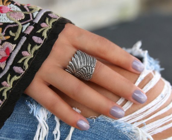 Silver Angel Wing Ring - HappyGoLicky Jewelry