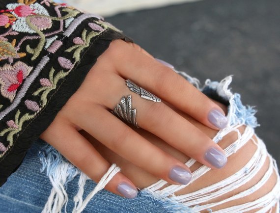 Silver Angel Wing Ring - HappyGoLicky Jewelry