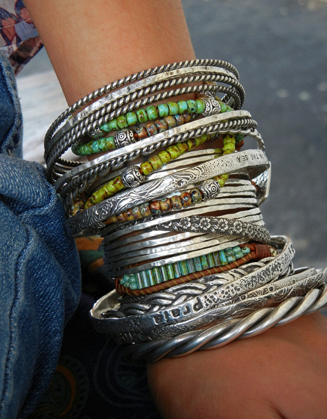 Sterling Silver 14 Stacking Cuff Bracelets - HappyGoLicky Jewelry