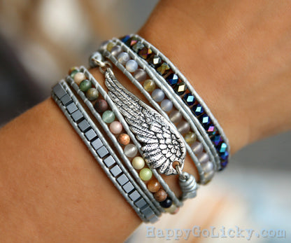 Sterling Silver Bracelet Angel Wing Jewelry by HappyGoLicky Jewelry