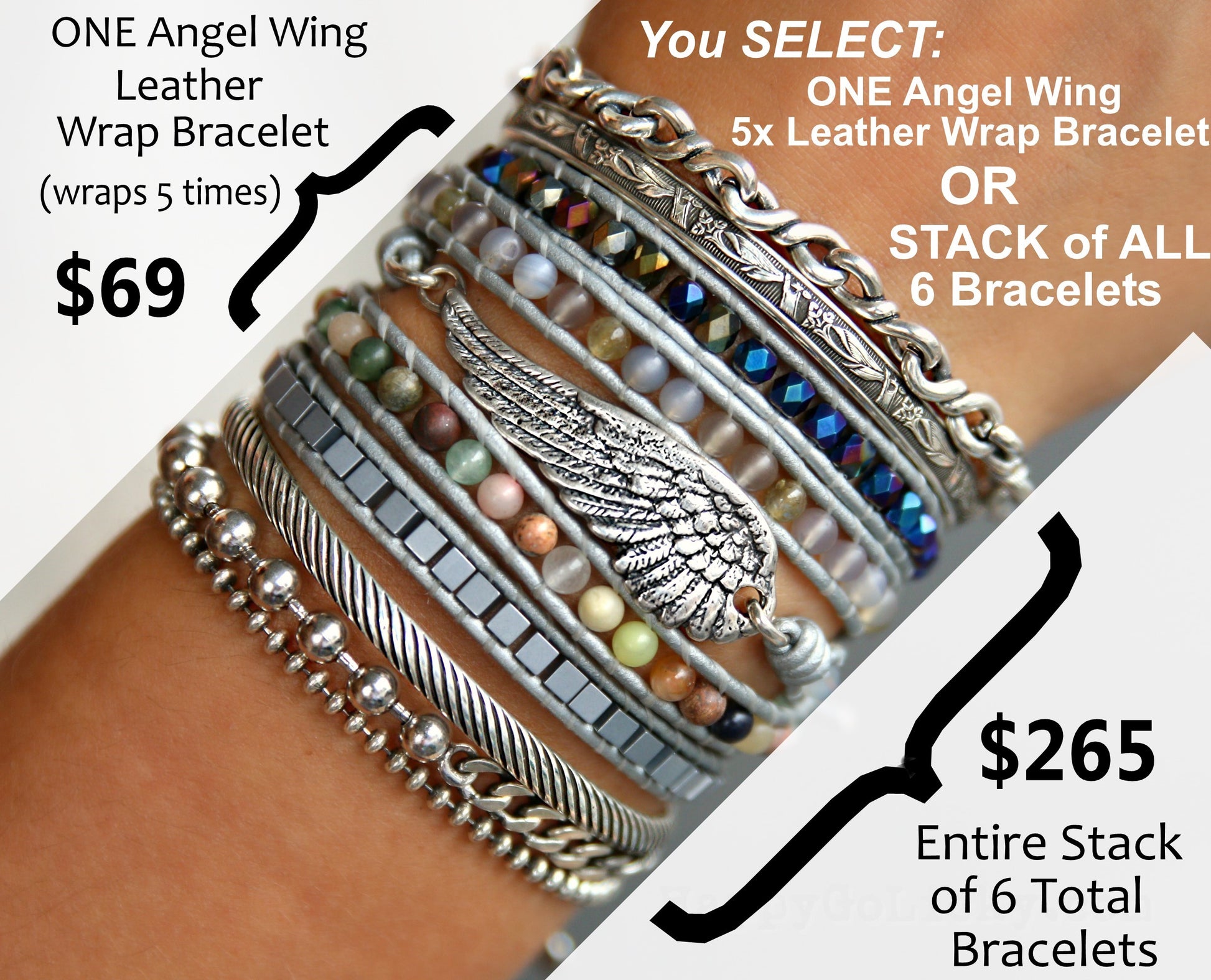Sterling Silver Angel Wing Bracelet Boho Jewelry by HappyGoLicky Jewelry