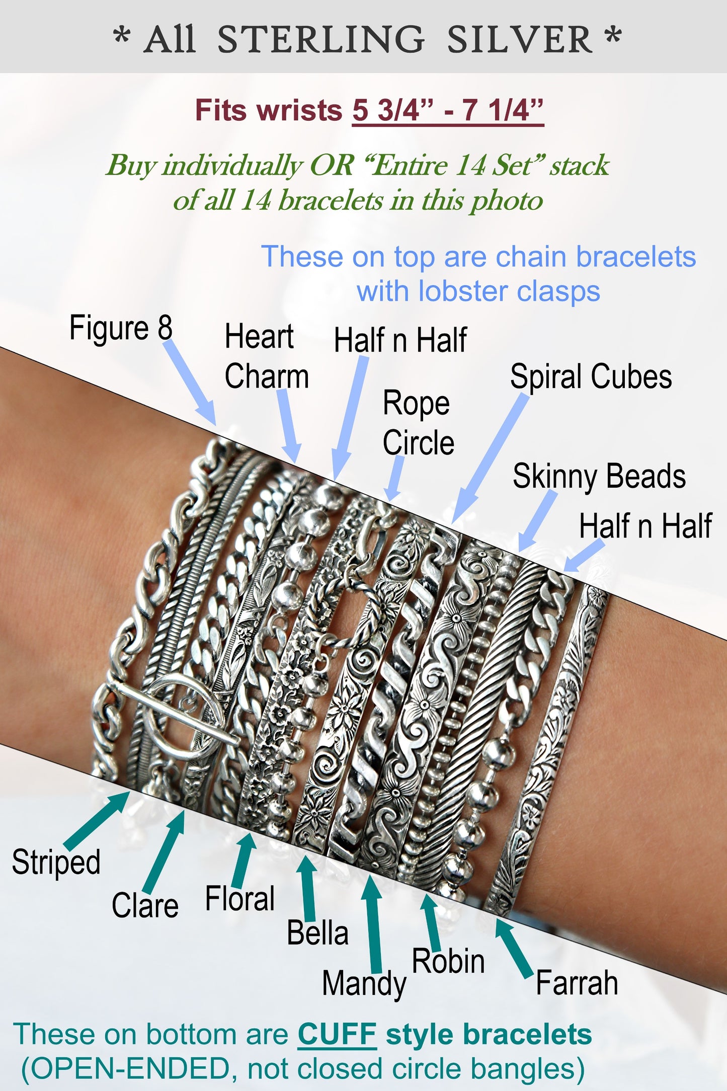 stacking silver bracelets and boho jewelry by HappyGoLicky