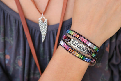Dream Leather Wrap Bracelet - HappyGoLicky Jewelry