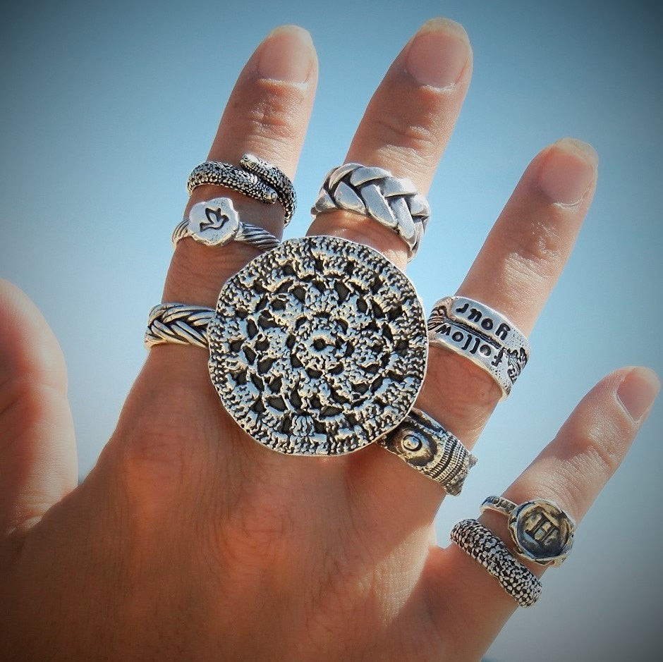Boho Jewelry Bohemian Mandala Ring, Handmade Silver Boho Ring – Jewelry