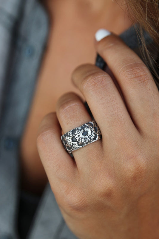 Crochet Silver Ring - HappyGoLicky Jewelry