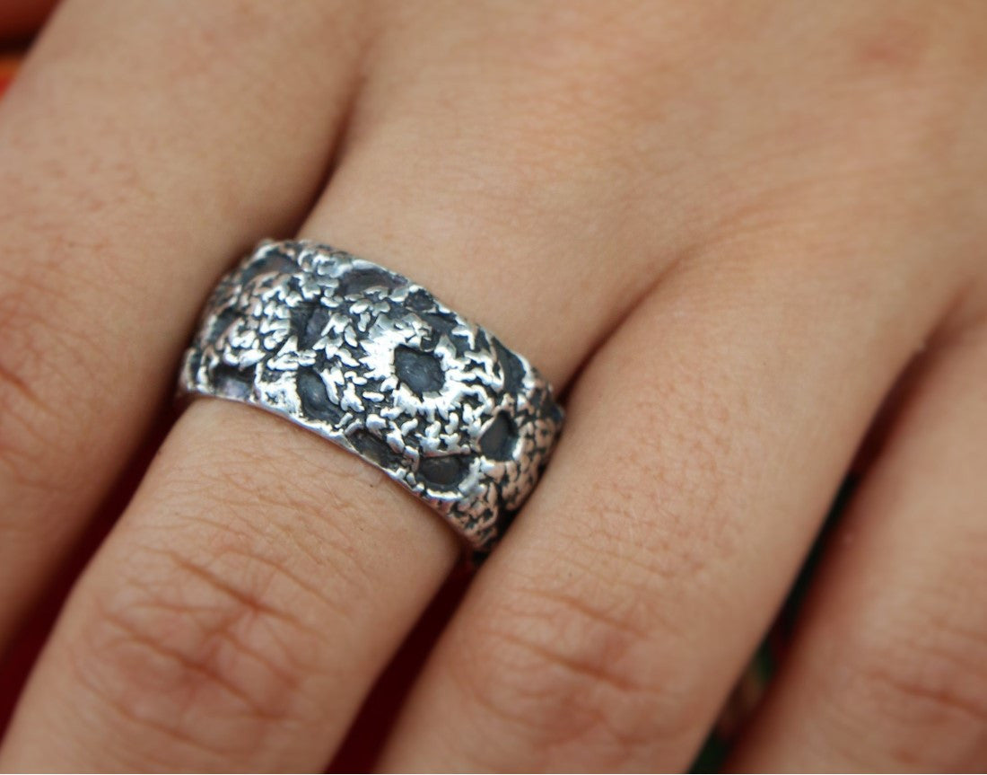 Modern Hippie Sterling Silver Crochet Ring