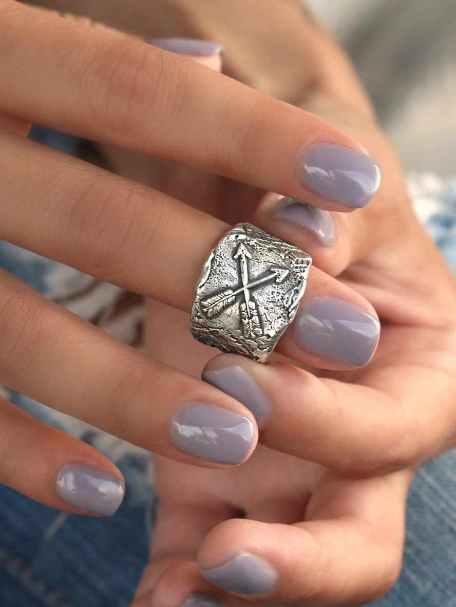 Sterling Silver Double Arrows Boho Ring by HappyGoLicky Jewelry