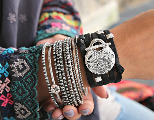 Leather Wrap Hippie Bracelet - HappyGoLicky Jewelry