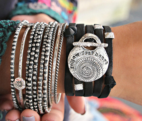 Leather Wrap Hippie Bracelet - HappyGoLicky Jewelry