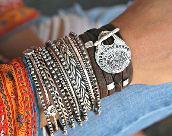 Hippie Jewelry Leather Wrap Bracelet – Adjustable Boho Chic Design
