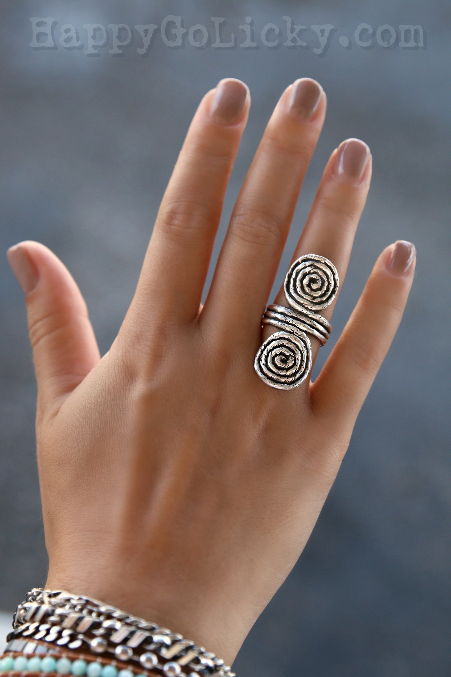 Double Spiral Rope Ring HappyGoLicky Jewelry Sterling Silver Ring