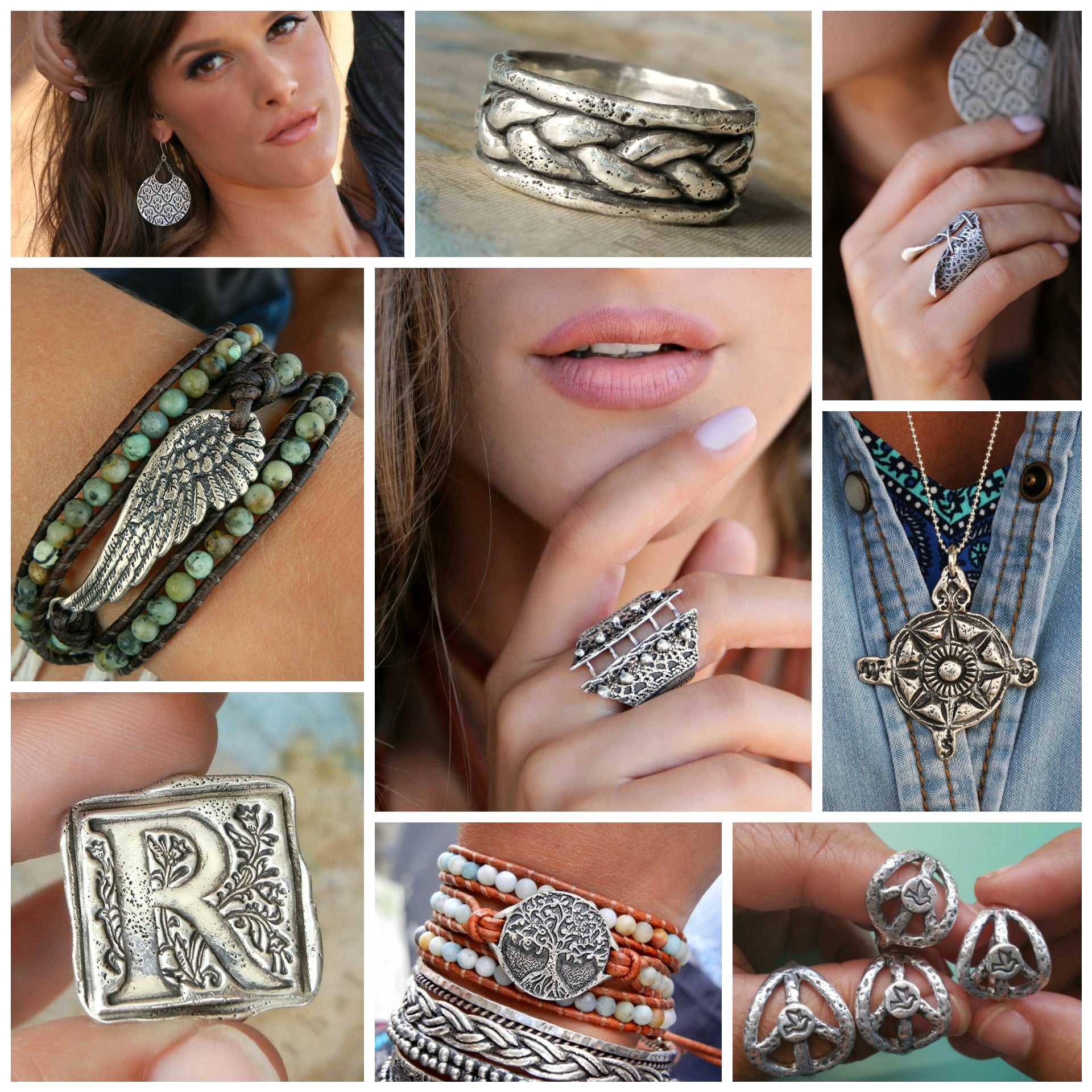 Boho Jewelry Bohemian Mandala Ring, Handmade Silver Boho Ring – Jewelry