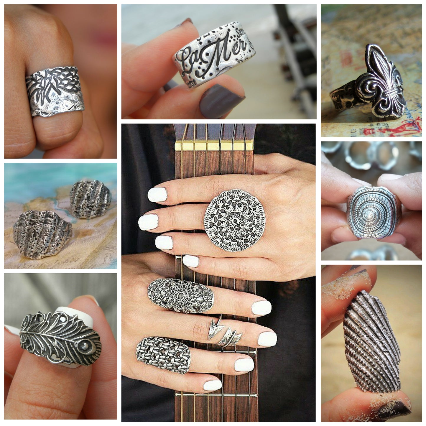 Bohemian Jewelry Collection Sterling Silver Rings by HappyGoLicky 