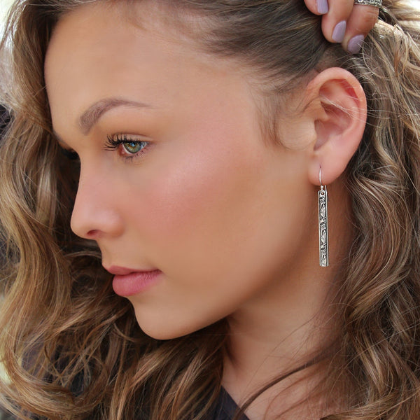 HappyGoLicky Silver Bar Earrings